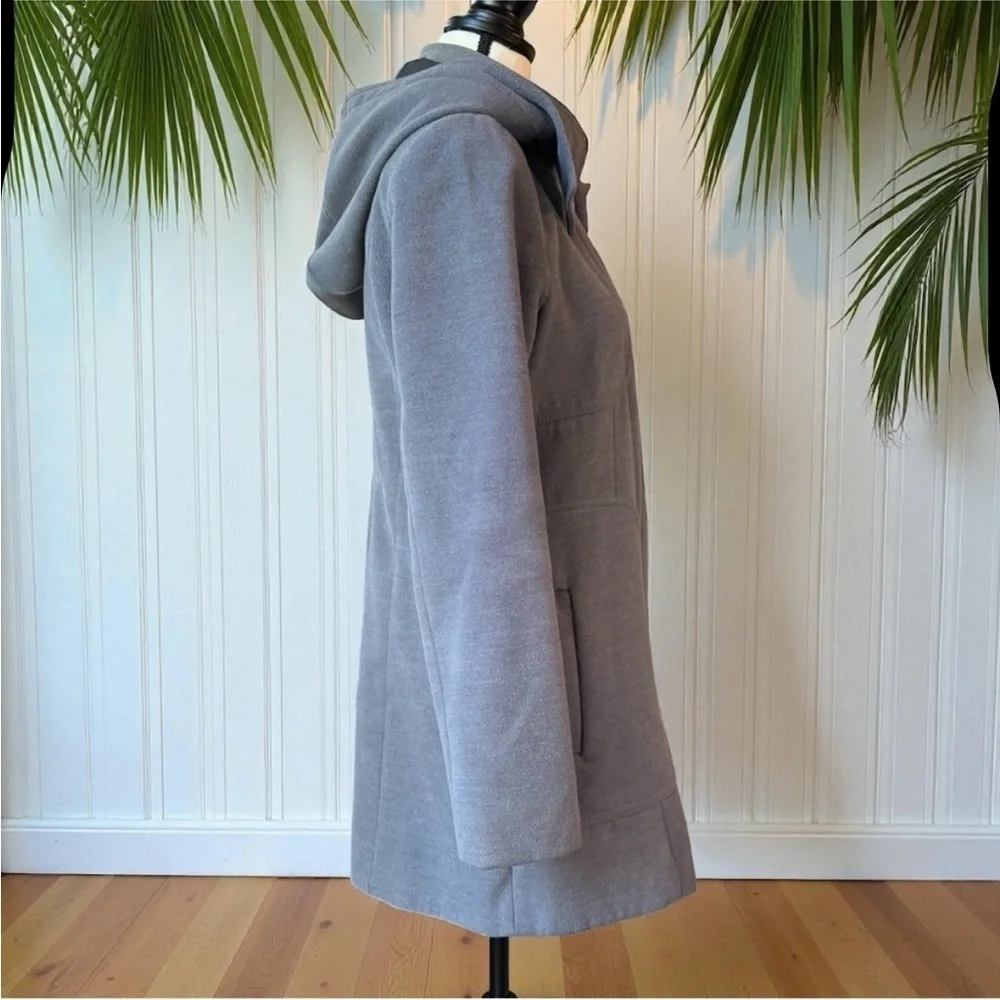 MERONA Gray Hooded Coat with High Snap Collar – Size M